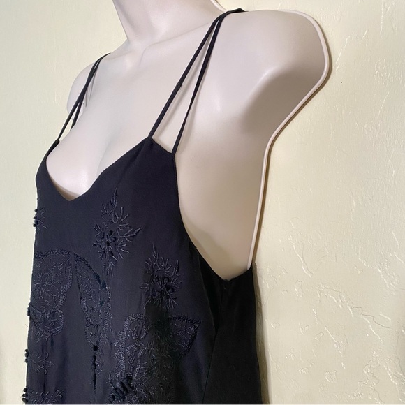 Millau Black Lace Embroidered Low Cut Back Boho Dress Size M - Picture 4 of 12